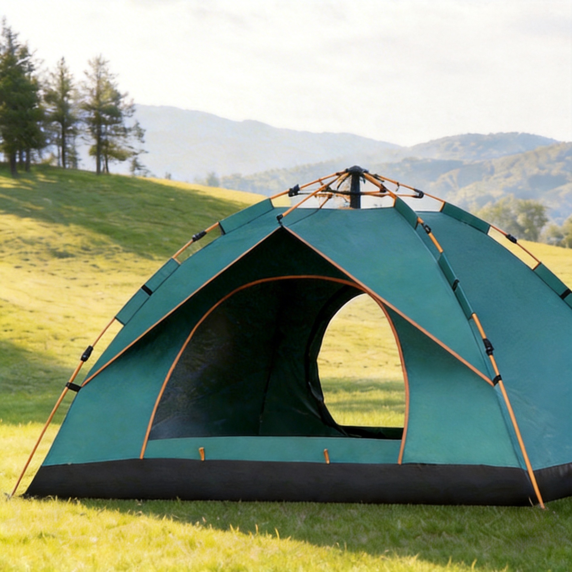 Tent for Outdoor Beach Use, Suitable for 3-4 People, Automatic Camping Tent, Double-Person Camping Gear, Fake Double-Layer