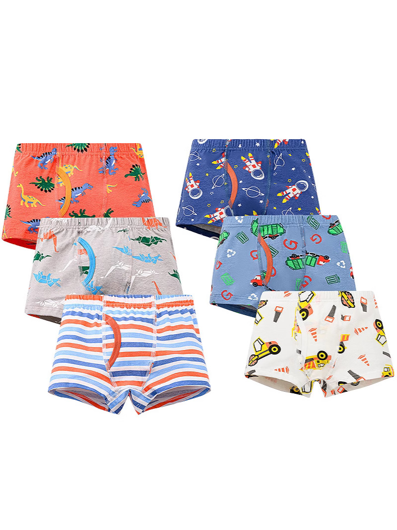 Cross-Border Cartoon Children's Underwear Boys Cotton Front Opening Boxer Briefs Boys Underwear Pure Cotton European and American Style Medium and Large Children's Underwear