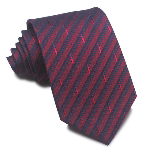 Manufacturer Direct Sale 8CM Silk Brocade Striped Tie for Men Business Tie Formal Leisure Work Wholesale
