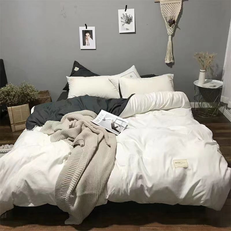 Solid Color Simple Duvet Cover, Bed Sheet, Bedding Four-piece Set, Student Dormitory Three-piece Set For Single Or Double Beds_voghion.com