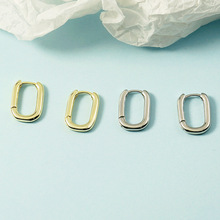 明星同款耳环复古港风椭圆形素面耳扣小众设计感网红时尚欧美跨境