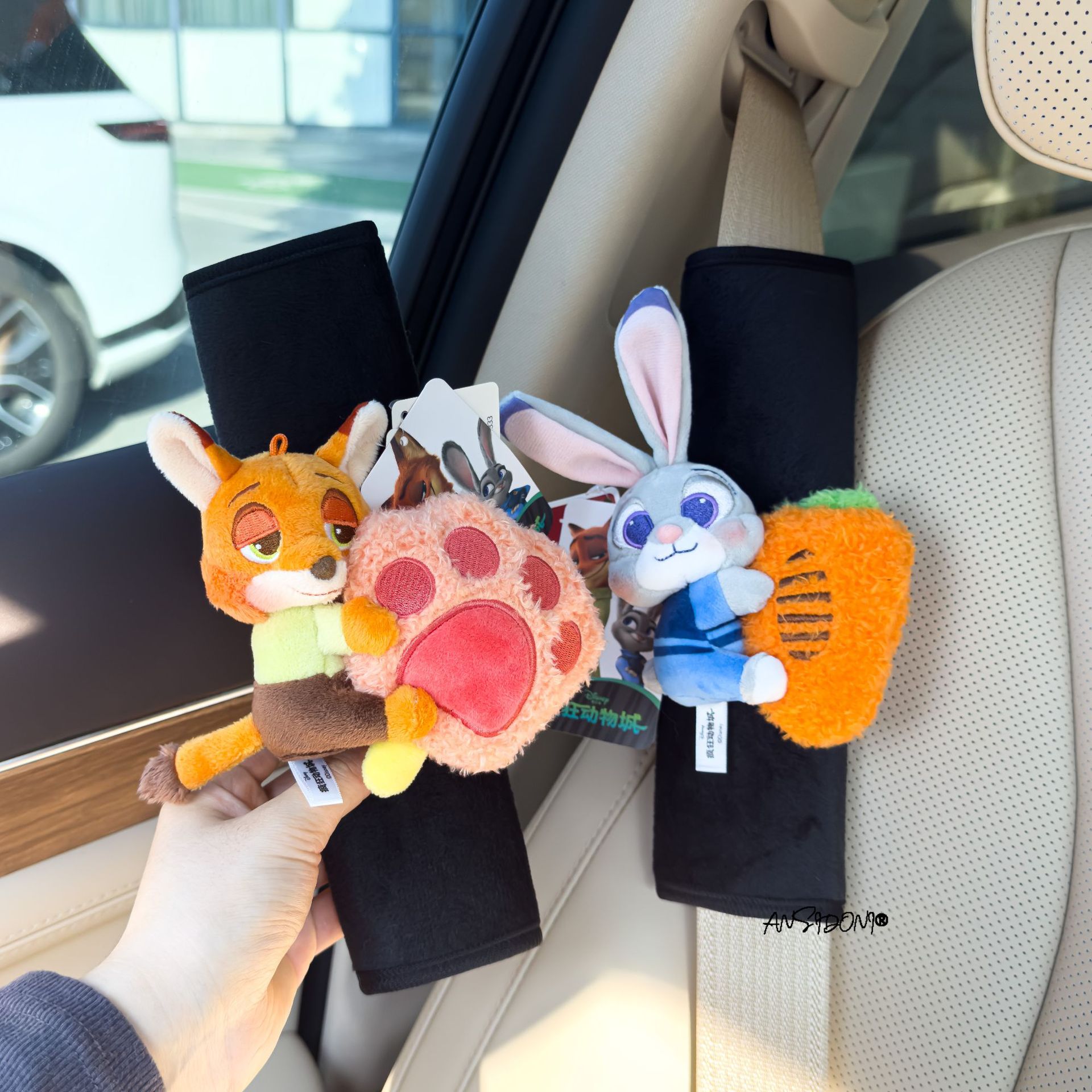 Official Zootopia Judy Nick Car Seatbelt Shoulder Pad Car Seatbelt Cover Car Interior Decoration