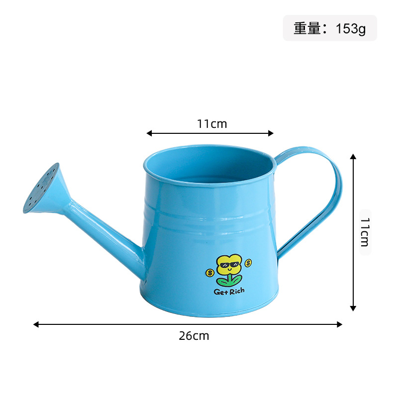 Large iron watering bottle-blue (yellow flower sticker)
