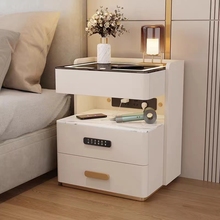 2025新款轻奢智能床头柜实木免安装家用卧室多功能岩板储物床头