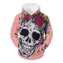 欧美外贸秋冬季新款男士3D印花骷髅欧美休闲大码连帽卫衣