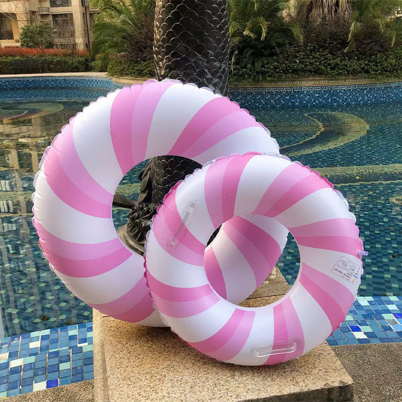 Anillo de natación para adultos y niños, anillo de natación infláble unisex grande, anillo de natación colorido a rayas retro