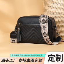 定制跨境新款斜挎包潮流百搭女式单肩包小方包花肩带真皮女包
