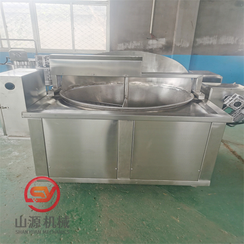 锅巴油炸锅自动搅拌 诸城山源1500型自动控温油炸锅厂家安装