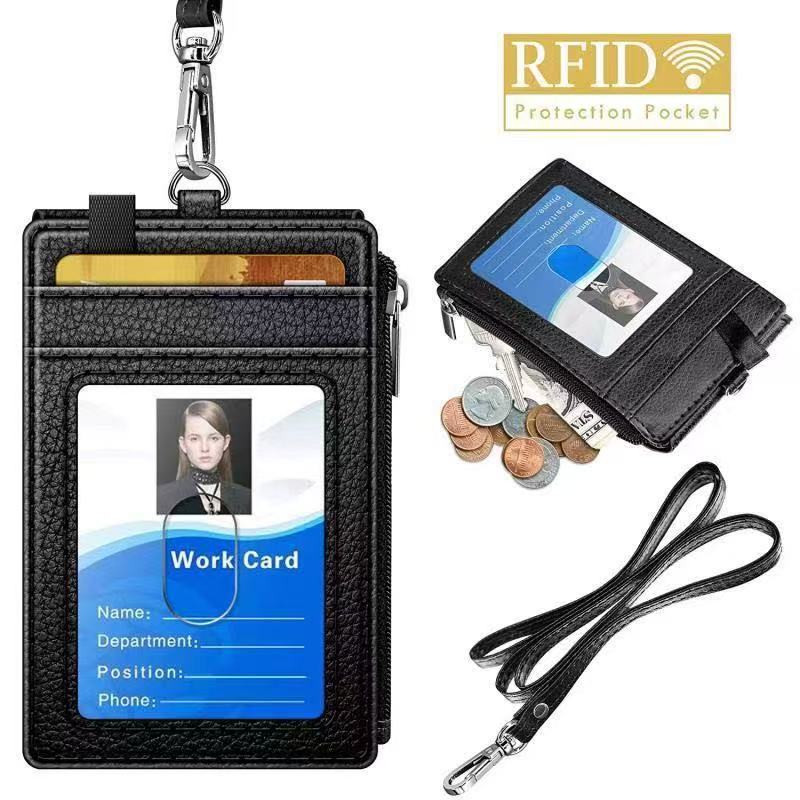 Popular European and American men's business multifunctional vertical ID badge, ultra-thin and lightweight lanyard work badge ID holder