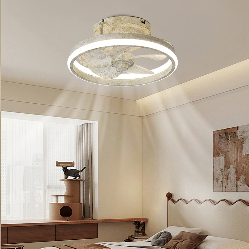 Luz de ventilador de techo de ABS, luz de 3 colores, control remoto de 6 velocidades, para sala de estar y dormitorio