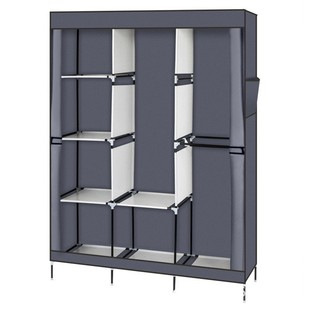 Cross-Border Three-Row Eight-Compartment Simple Non-Woven Wardrobe Dust-Proof Storage Hanging Wardrobe Wardrobe Hanger Storage Cabinet Amazon