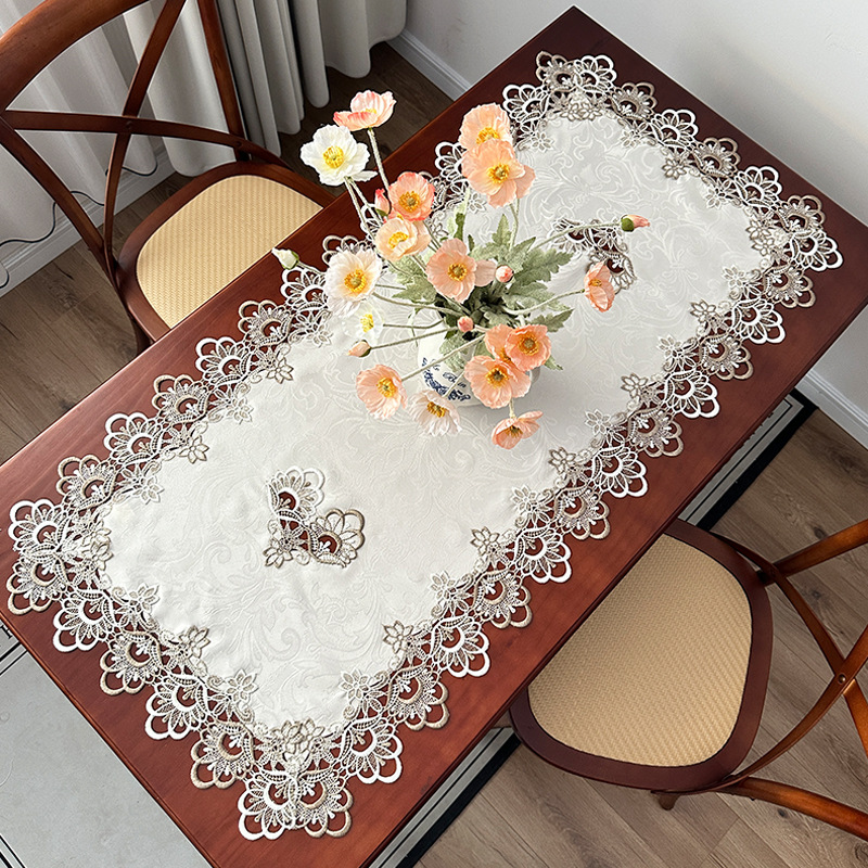 Coffee Table Table Mat Lace Table Mat Rectangular Dining Table Dust Cover New Chinese Style Mesh Tea Table Tablecloth Table Mat