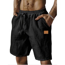 C 36391 Cotton Linen Drawstring Elastic Waist Shorts �����