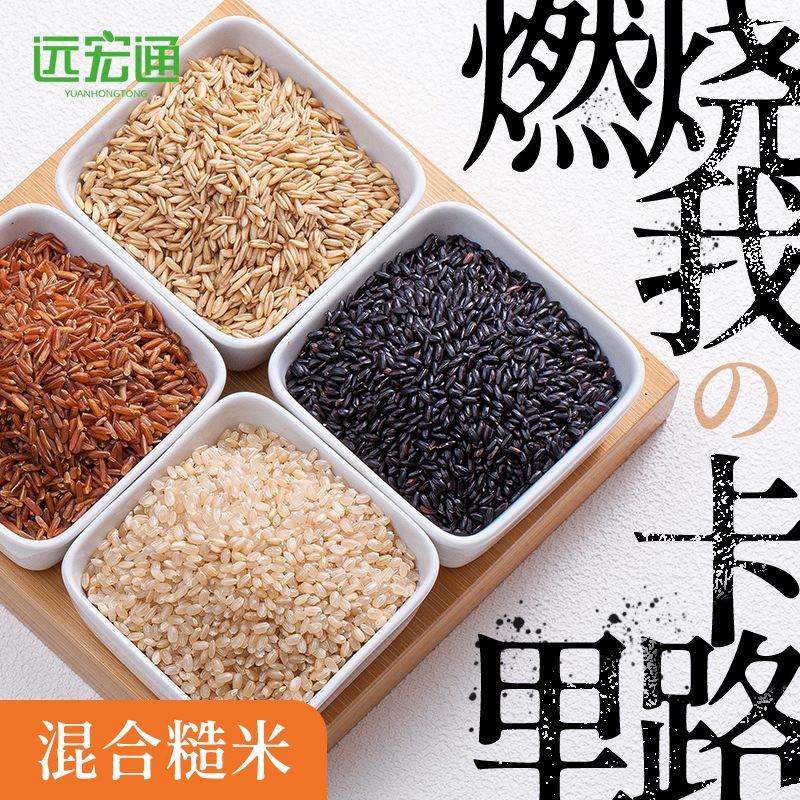 oats Tricolor Brown rice Xinmi 5 Brown rice Bodybuilding Cereals rice Coarse grains Embryo rice Grain Coarse Cereals