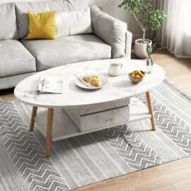 明峥家具厂茶几简约现代客厅茶桌大理石纹北欧茶几实木腿桌子家用
