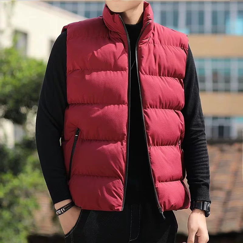 Жилет мужской зимний модный красивый теплый жилет в Корейском стиле, утолщенный жилет, пуховое хлопковое пальто, жилет для мужчин