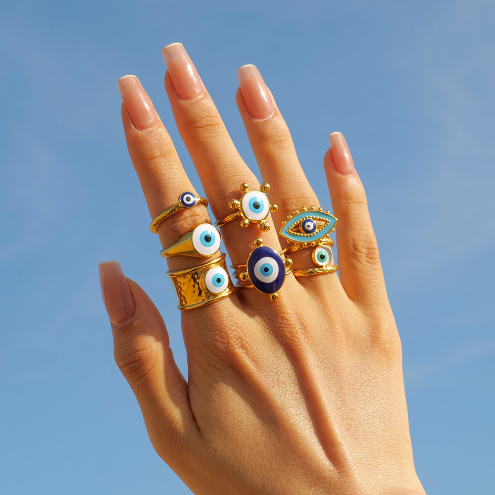 5g Weight PVD Coated Gold Plating Process Real Gold Plated Plating Material Rings Classification One Size Ring Size PVD Coated Real Gold Plated Devil's Eye 304 Stainless Steel Casual Simple Style Waterproof Non Tarnish Rings