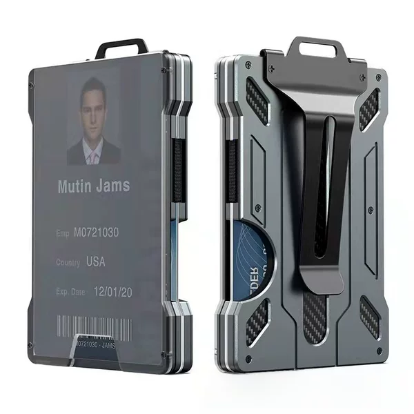 2022 Amazon New Work Permit Card Holder Transparent Job Card RFID Anti-theft Brush Aluminum Alloy Wallet Card Holder