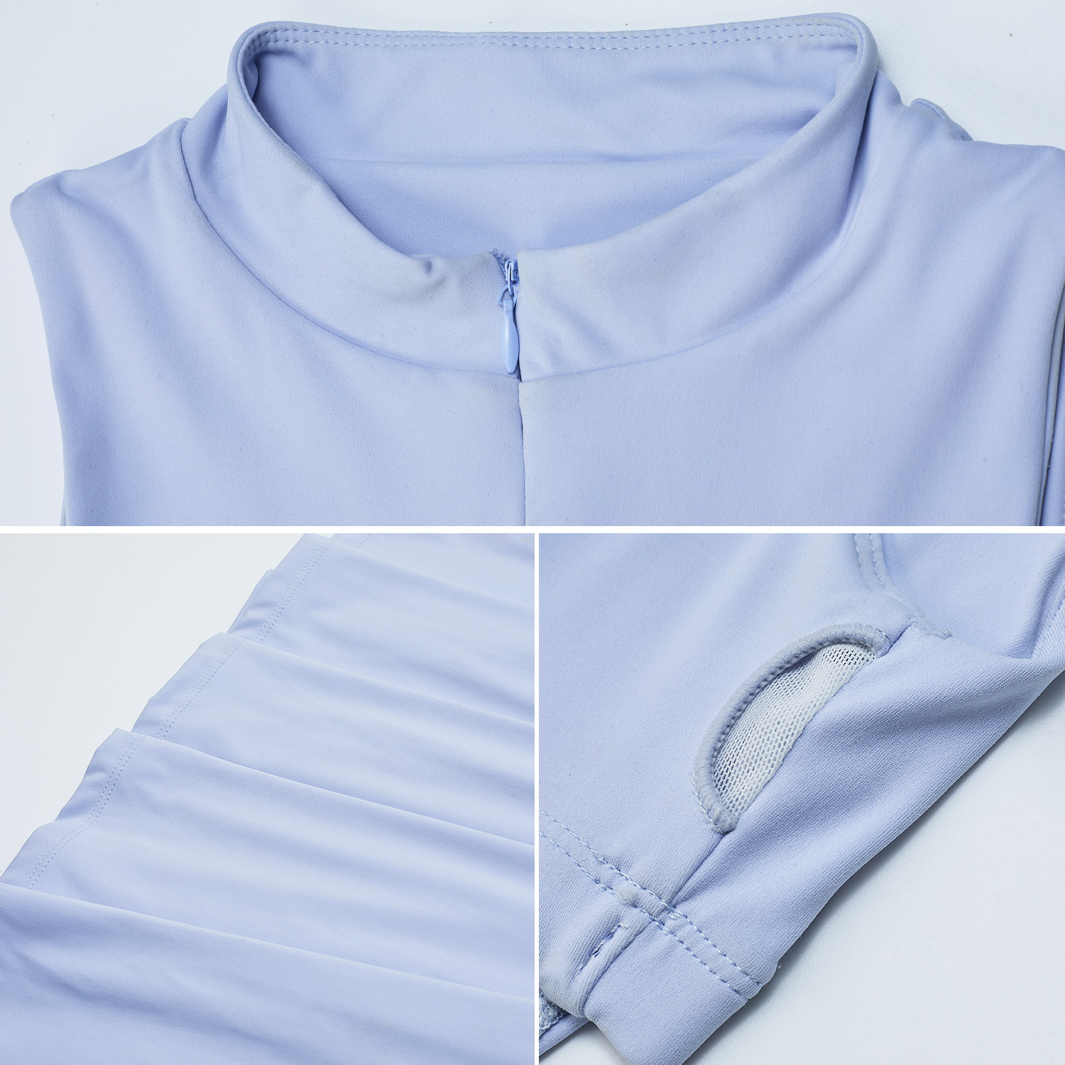 Vestido deportivo de dos piezas falso con sensación desnuda con cremallera europea y americana