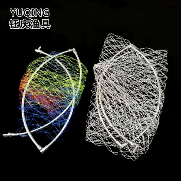 Stainless steel copy net head big eye color silk folding copy net head fishing gear supplies wholesale woven strong horse net head net bag