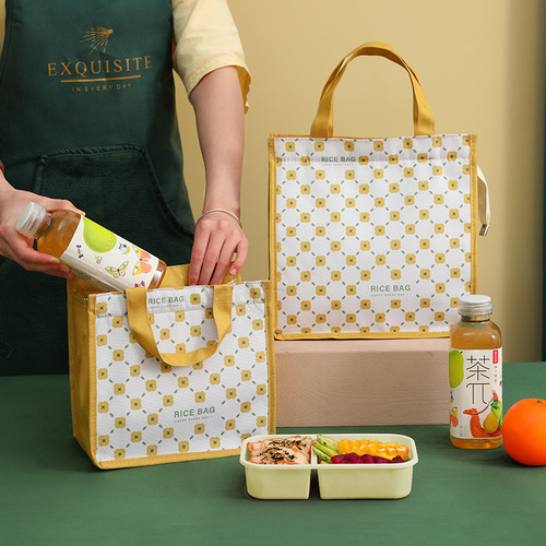 New small fresh lunch box bag thickened lunch insulated bag large capacity office worker student portable insulated bag wholesale
