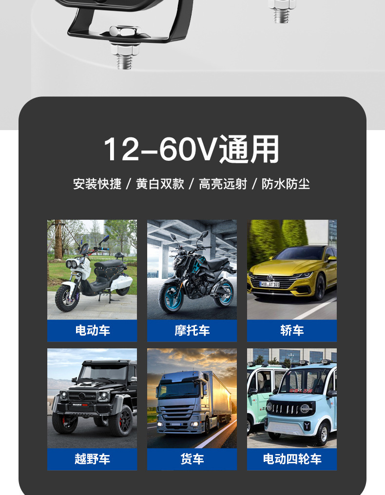 Car LED Spotlight Electric Motorcycle Off-road Truck Modified High Brightness