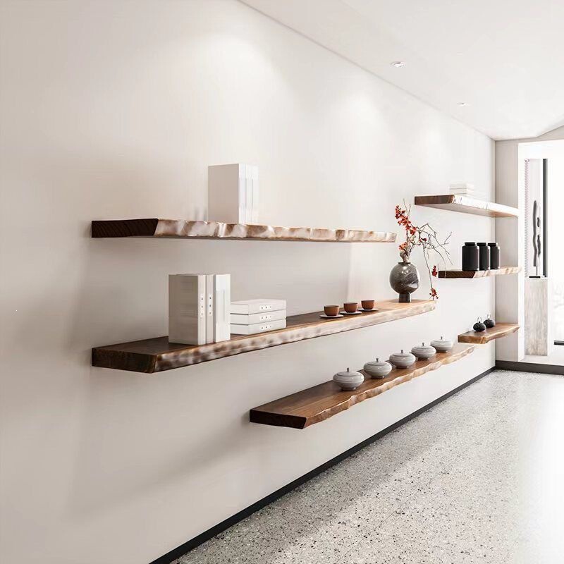 Wall-mounted shelves, solid wood straight shelves, wall-mounted bookshelves, decorative panels, irregular display racks, wall-mounted shelves