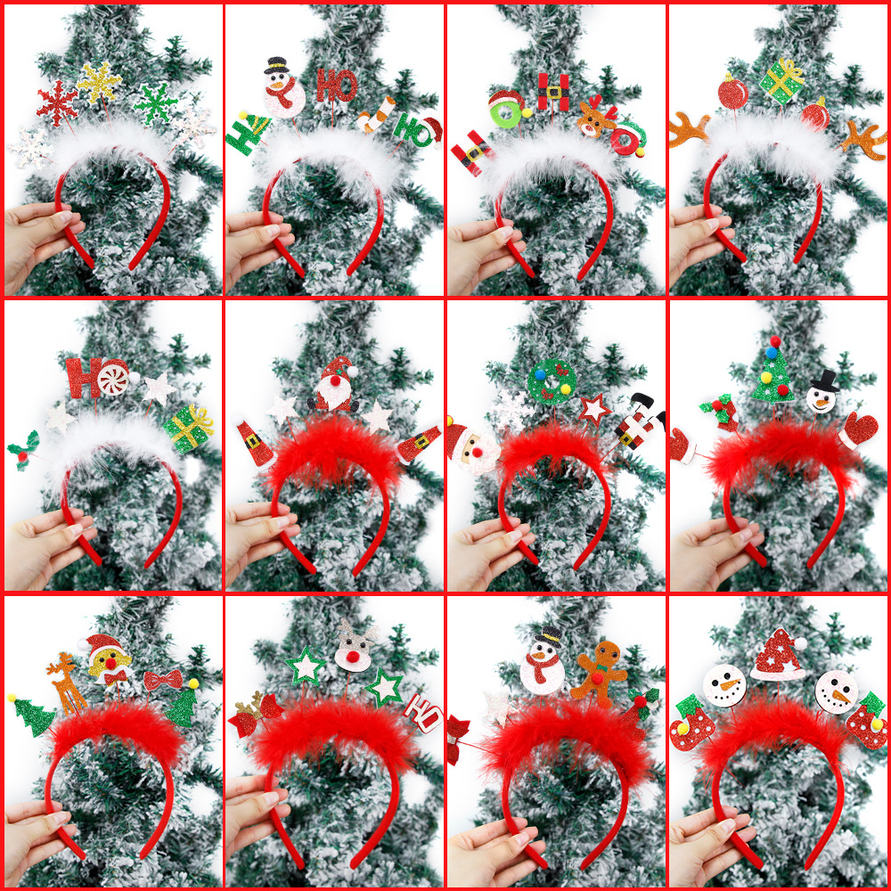 Nuevas diademas navideñas 2026 para niños y adultos, suministros de decoración para fiestas, diademas con cuernos de reno, decoraciones navideñas.