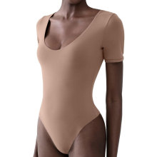 SKM跨境无缝塑身连体短袖T恤丁字裤打底衫美体塑形连体衣女士内衣