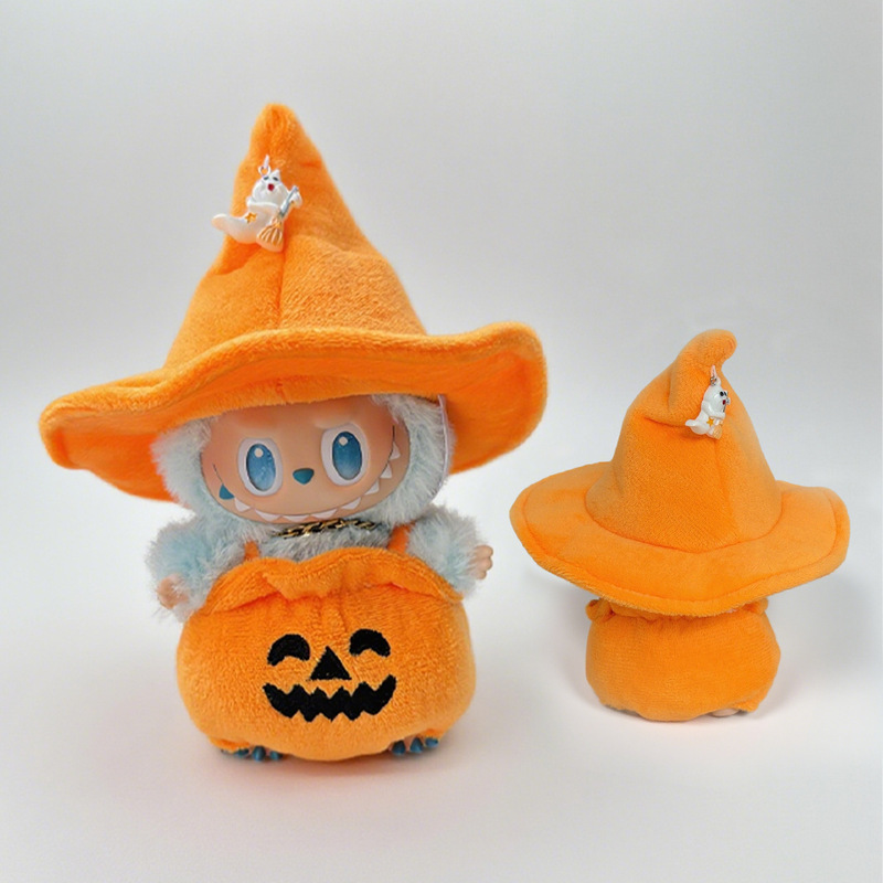 第一、第二、第三世代 15 センチメートルラブ布ペンダントハロウィンカボチャ服オーバーオール黒帽子ぬいぐるみ衣装|undefined