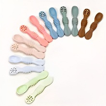 [3PCS Silicone Spoon Fork For Baby Utensils Set Feeding Food]
