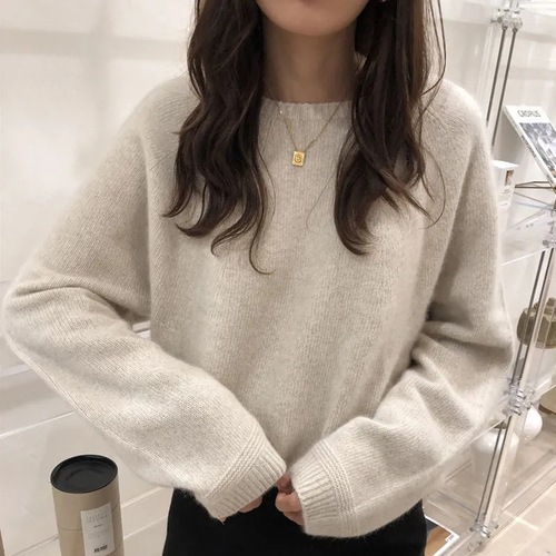 Women's Knitted Base Sweater for Spring and Autumn: Cozy, Stylish, Versatile, Loose-Fit, Casual Crew-Neck Pullover Perfect for Outfits