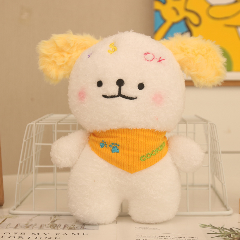 Lindo y lindo cachorro cp bufanda bicolor perro muñeco de felpa joyería muñeco de felpa regalo para niños al por mayor