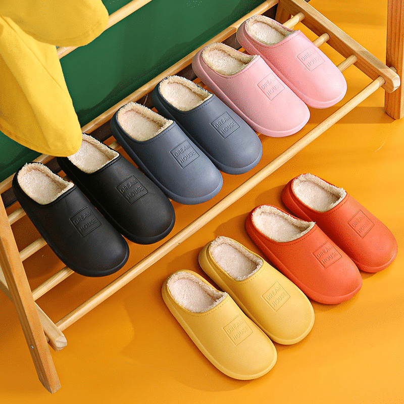 White Autumn and winter Home Furnishing Cotton slippers eva waterproof thickening keep warm heat preservation lovers Home Plush slipper M3