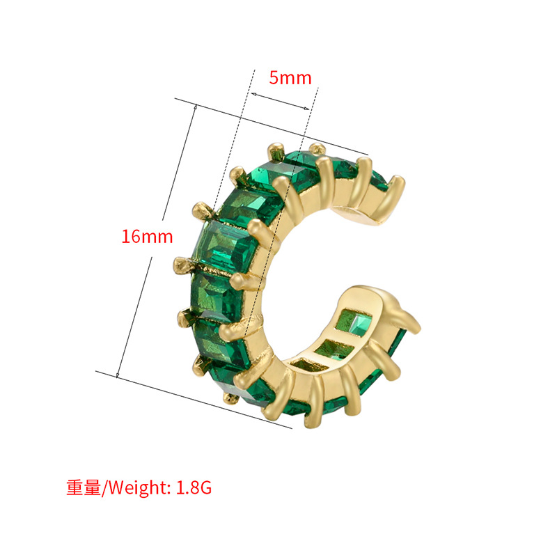 simple C-shaped copper gold-plated inlaid zircon ear clip
