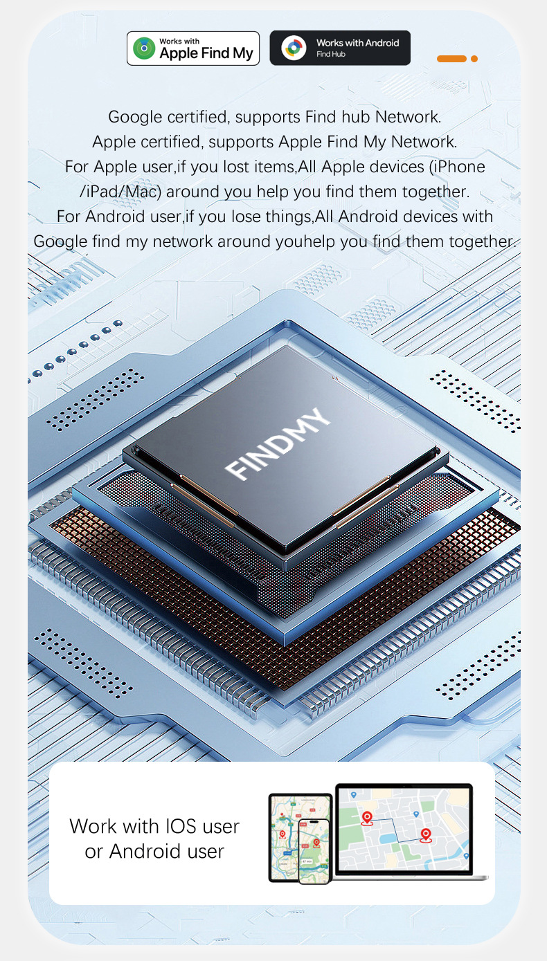 Bluetooth tracker compatible with iOS and Android