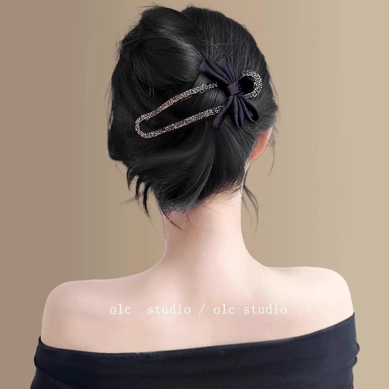 韓国風蝶結びダイヤモンドクリップ、フェミニンな後頭部ヘアクリップ、新しいファッションカモノハシクリップ、シンプルなヘアアクセサリー|undefined