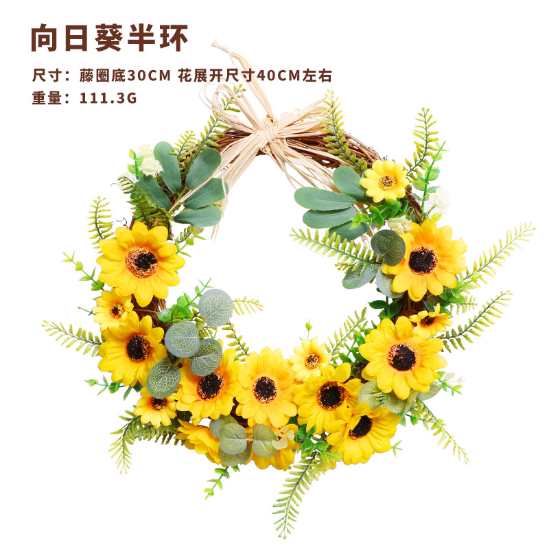 Comercio electrónico transfronterizo ins estilo europeo estilo pastoral decoración del hogar simulación girasol caña cornella colgada en la pared