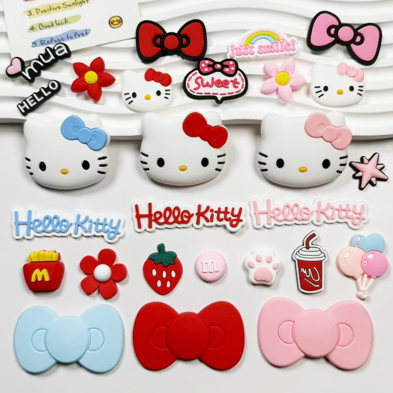 Large 3D Kk Cat Bow DIY Soft Silicone Accessory for Decorating Slippers, Phone Cases, and Water Bottles