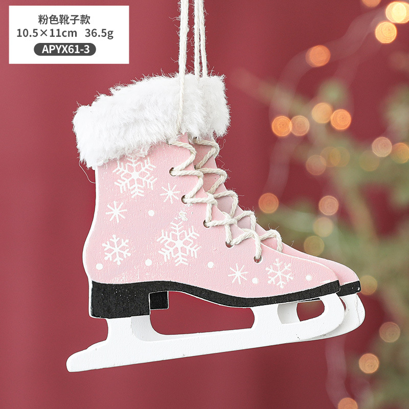 Hong Kong Heng zapatos de madera colgante de Navidad patines botas árbol de Navidad colgante de ventana colgante decoraciones de Navidad