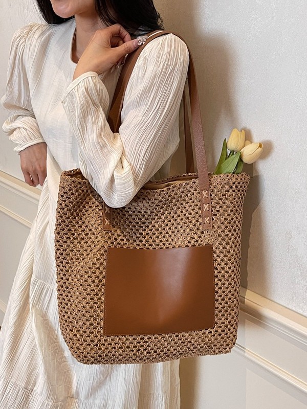 Bolsa de verano tejida para mujeres 2026 nueva moda de gran capacidad bolsa de playa de vacaciones multifuncional bolsa de hombro de alta calidad