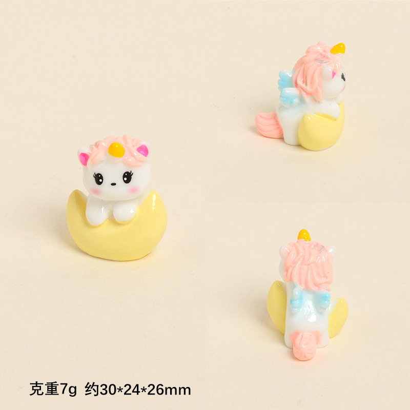 かわいい樹脂ユニコーンクラウドかわいい diy ジュエリーアクセサリーキーホルダーアクセサリーデスクトップ車の装飾品|undefined
