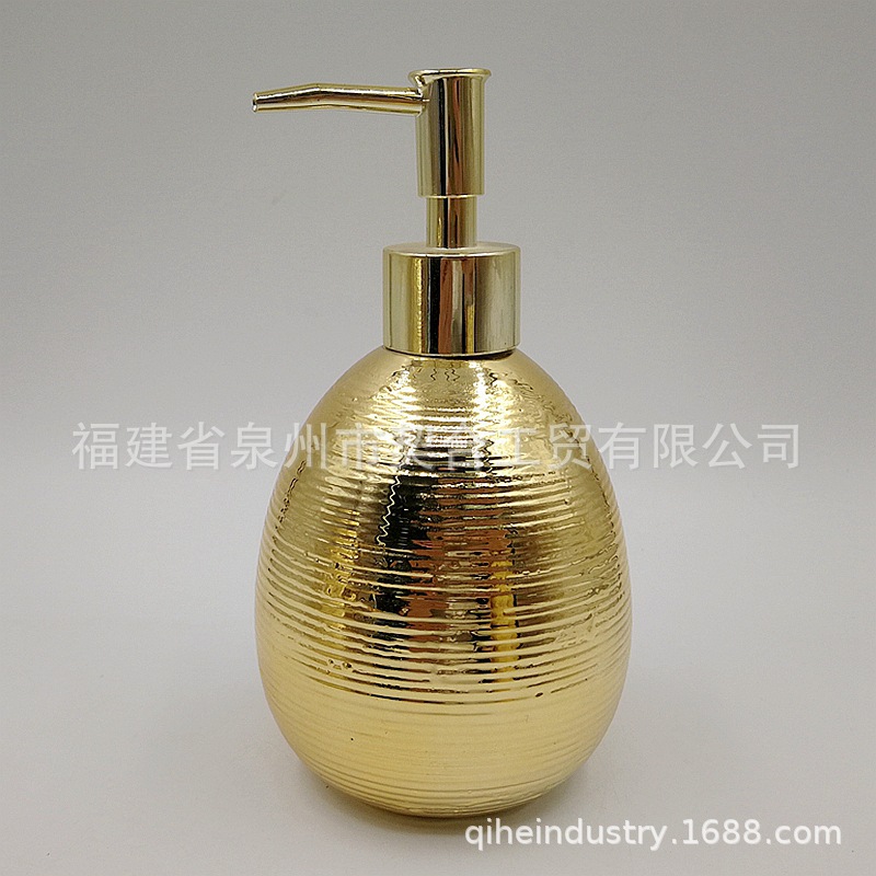 Creativa cerámica galvanoplastia dorada botella de desinfectante de manos cerámica para el hogar botella de gel de ducha loción cerámica botella de subenvasada personalizada