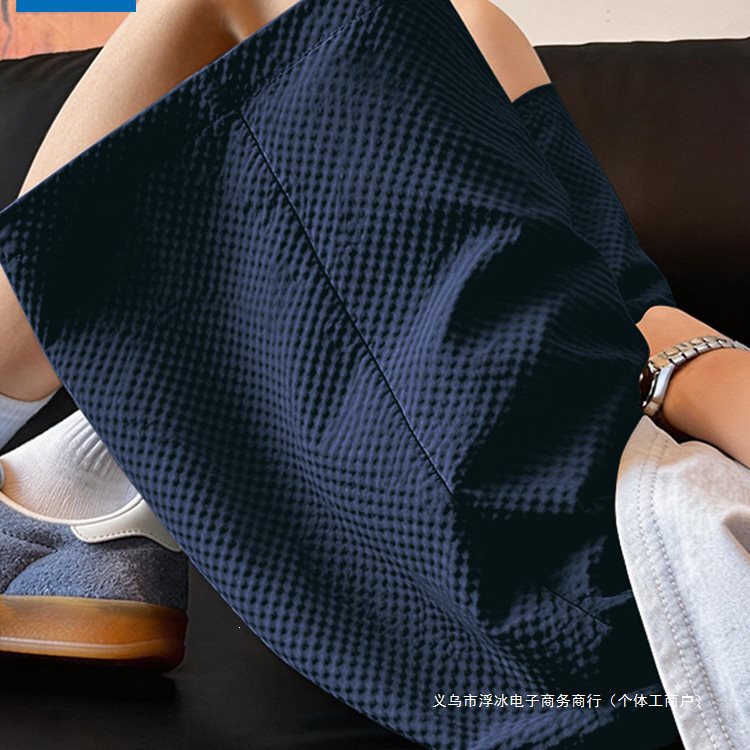Jeanswest Navy Blue Seersucker Shorts for Men 2026 New Summer Ice Silk Quick-Dry Trendy Loose Beach Shorts X Jeanswest Navy Blue Seersucker Shorts for Men 2026 New Summer Ice Silk Quick-Dry Trendy Loose Beach Shorts X