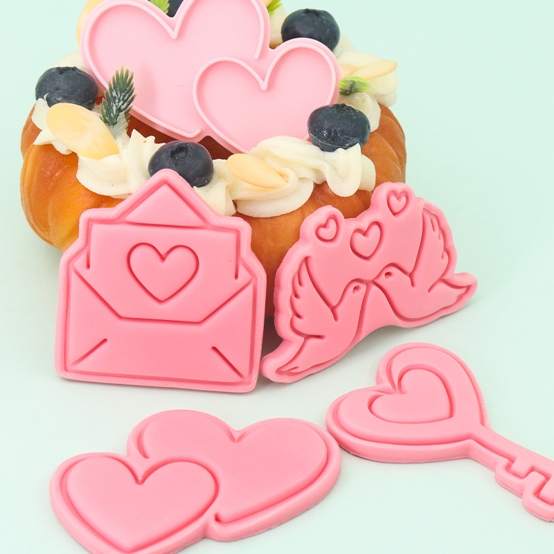 Cartel de galletas de dibujos animados de San Valentín Molde de galletas de amor DIY linda herramienta de horneado para el hogar de fondant de prensa tridimensional