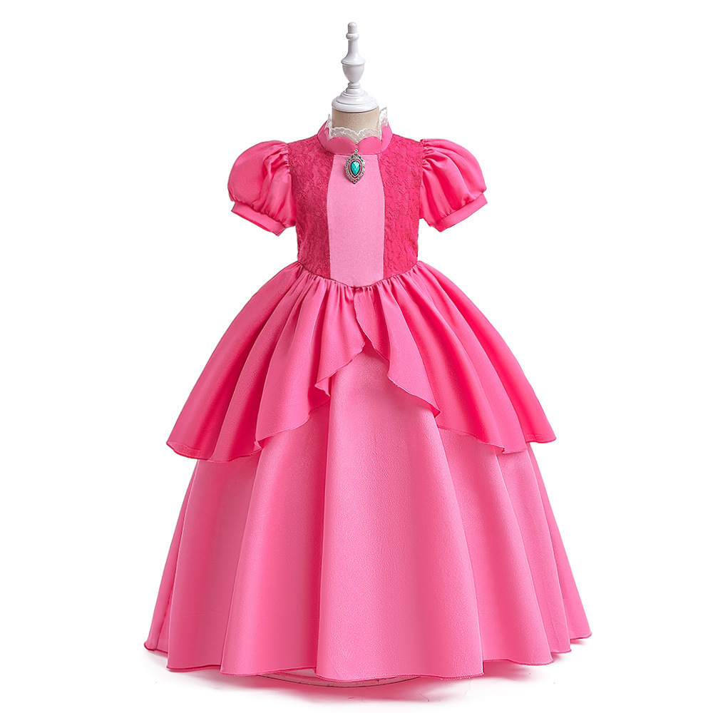 Nuevo Cosplay biji princesa vestido de las niñas vestido apretado cintura mullido vestido de los niños puff manga vestido