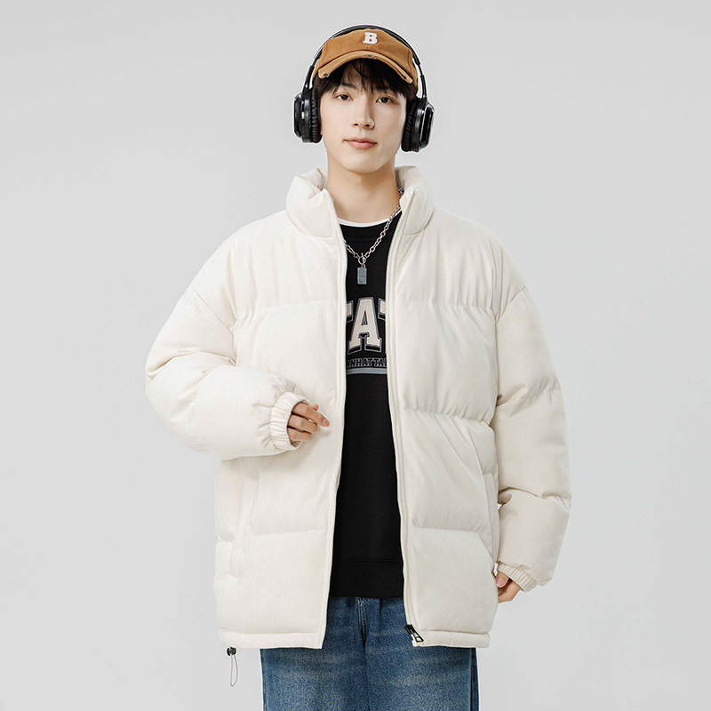 Más rápido 2023 Invierno de moda abrigo de algodón acolchado de los hombres engrosado cálido pana de los hombres jóvenes y de mediana edad abrigo de algodón acolchado de pana