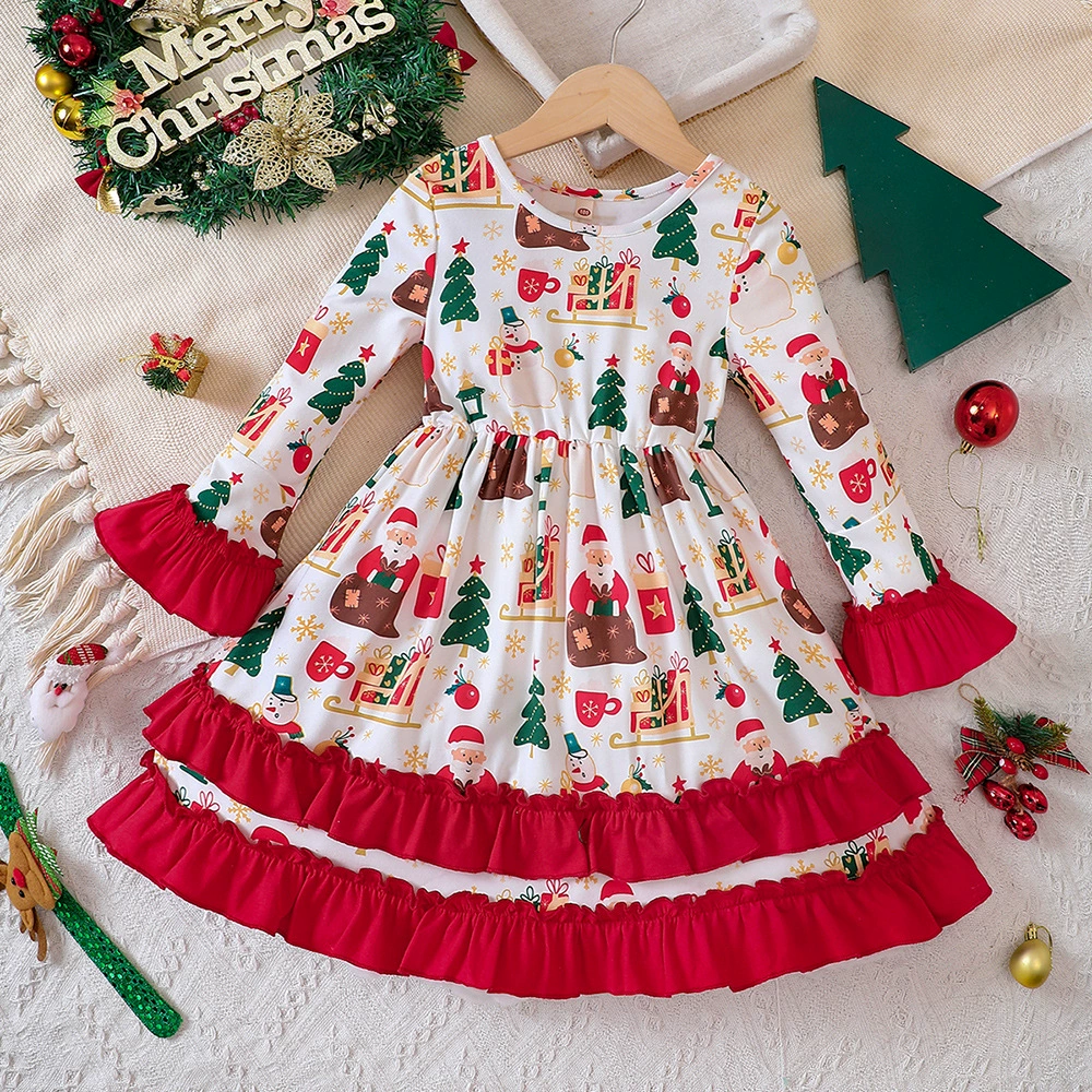 Демисезон Christmas мегапон, платье с рукавами, детская одежда