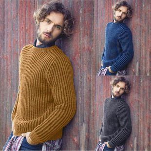 2025 Spring Amazon Sweater European and American Men's Solid Color Top Knitted Sweater Cross-Border Men's Clothing