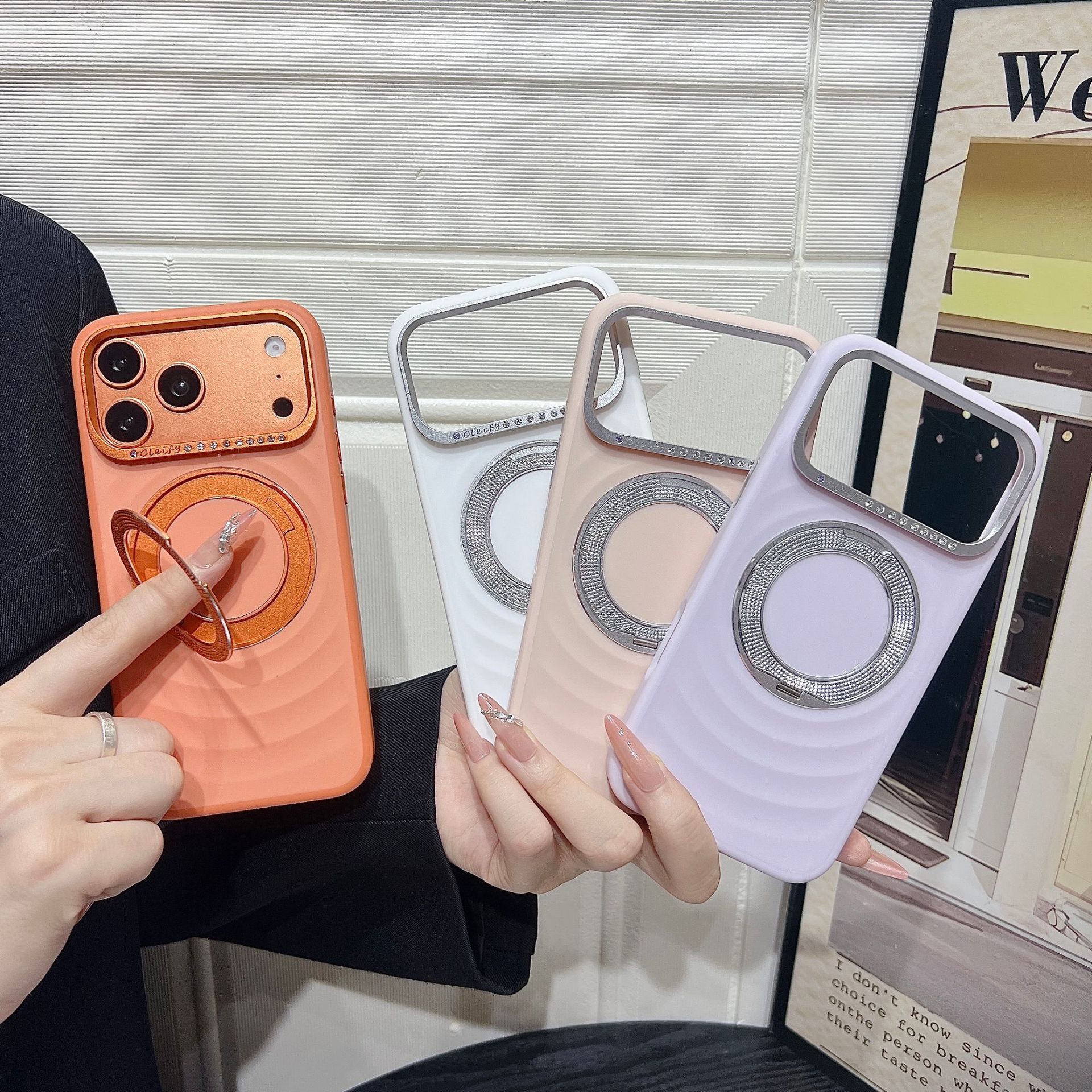 Magnetic Phone Case With Rotating Stand For Iphone Luxury Wave_voghion.com